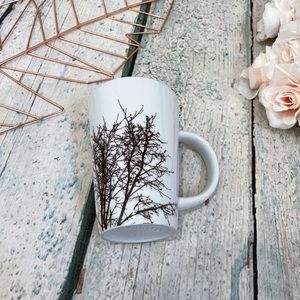 Davids tea perfect mug cup trees branches brown white ceramic hot cold drink